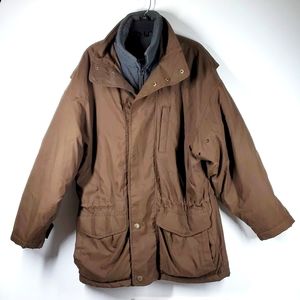 Andrew Marc Additions Gray Fleece Brown Parka Jacket M